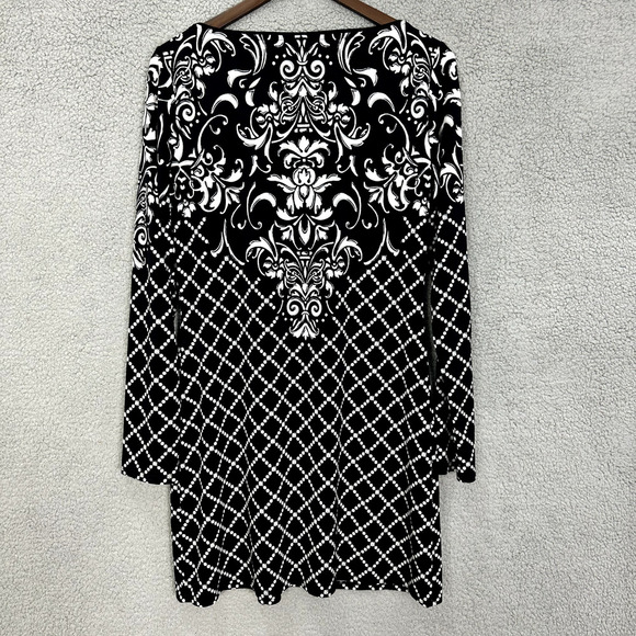 White House Black Market Shift Dress Womens Medium Geometric Diamond Boho Artsy‎ - Picture 2 of 7
